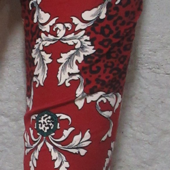 Maroon Printed Jeggings Size 7 - Picture 3 of 3